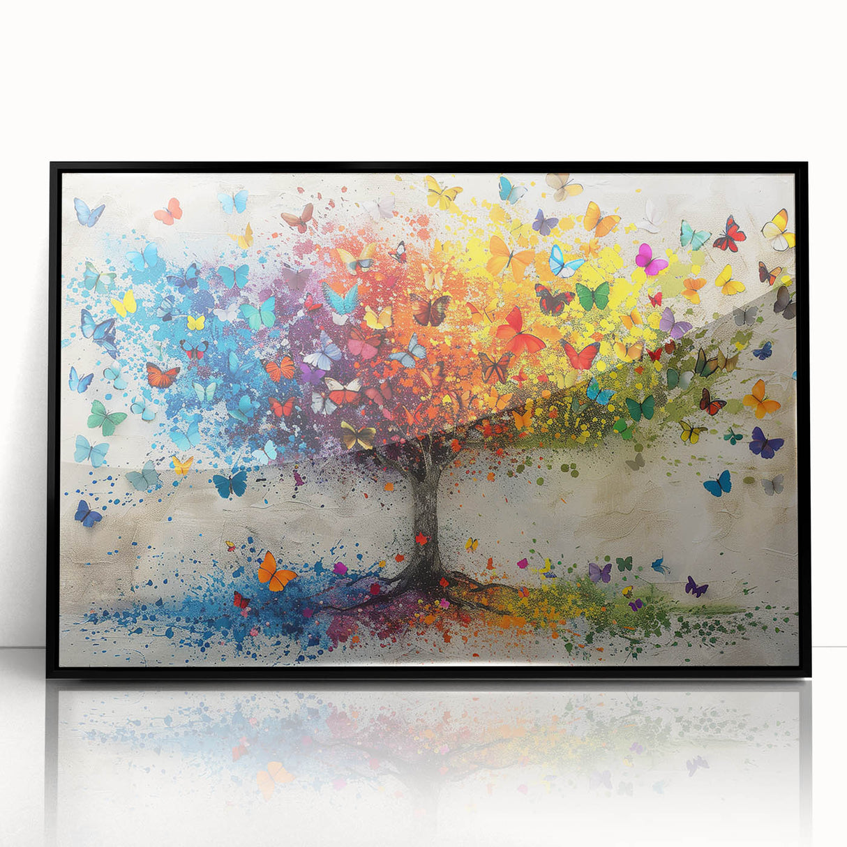 Colorful Butterfly Tree Wall Art – Modern Canvas & Framed Print