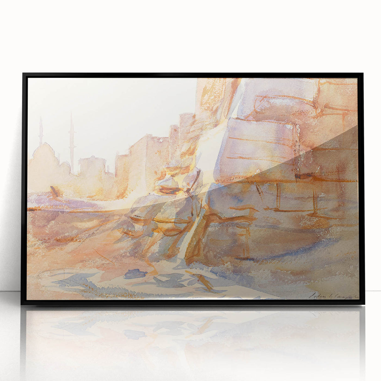Modern Wall Art - Sunlit Desert Landscape | Tranquil Architecture Scene