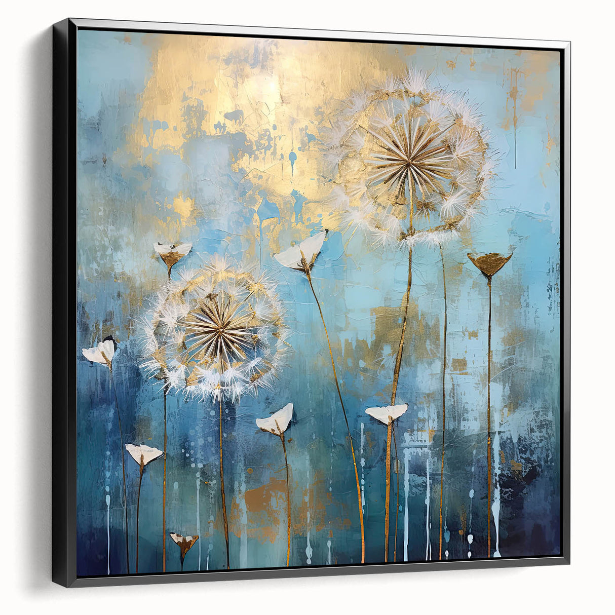 Golden Dandelion Wall Art – Modern Canvas & Framed Living Room Art