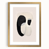 Abstract minimalist wall art framed in gold with a white mat, showcasing geometric patterns and soft pastel colors; perfect for modern decor.