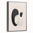 Framed abstract minimalist wall art featuring a sleek black design, showcasing modern aesthetics in a side view, perfect for contemporary decor.