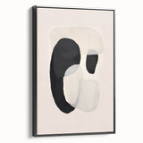 Framed abstract minimalist wall art featuring a sleek black design, showcasing modern aesthetics in a side view, perfect for contemporary decor.