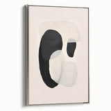 Abstract minimalist wall art featuring a silver-framed canvas showcasing soft gray and white tones, perfect for modern home decor. Ideal for enhancing contemporary interior spaces with a touch of elegance.