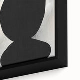 Close-up of a framed minimalist abstract wall art piece showcasing soft pastel colors and geometric shapes, perfect for modern interior decor.