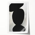 Abstract minimalist wall art print showcasing swirling blue and gray shapes on a textured background, elegantly rolled in a protective cardboard tube for safe delivery.