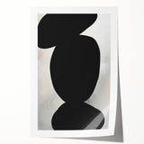 Abstract minimalist wall art print showcasing swirling blue and gray shapes on a textured background, elegantly rolled in a protective cardboard tube for safe delivery.