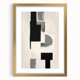 Minimalist wall art print framed in gold with a white mat, showcasing an abstract design, perfect for modern home decor or office settings.