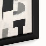Abstract minimalist wall art print featuring soft pastel colors and geometric shapes, elegantly framed to enhance modern decor. Ideal for contemporary interior design.