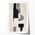 Abstract minimalist wall art print rolled and ready for display, showcasing soft pastel colors and geometric shapes. Ideal for modern home decor or office spaces.
