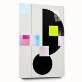 Abstract minimalist wall art displayed in a sleek, side-view acrylic frame. This piece showcases soft pastel colors and geometric shapes, ideal for modern decor.