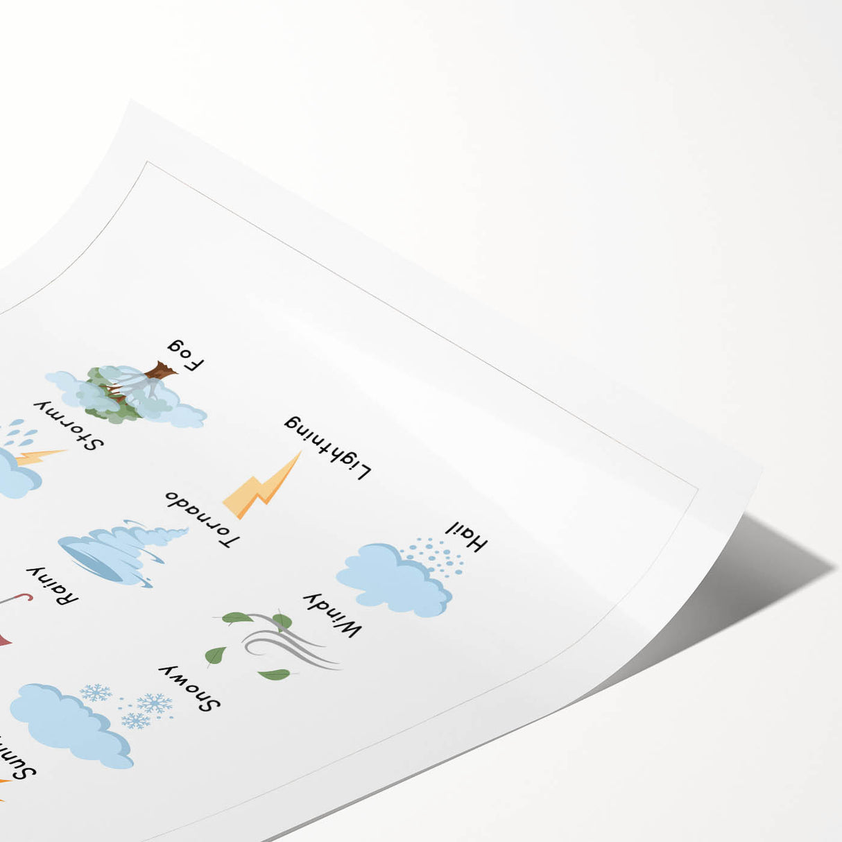 Weather Typography Art Print – Sunny, Cloudy, and Rainbow Wall Art