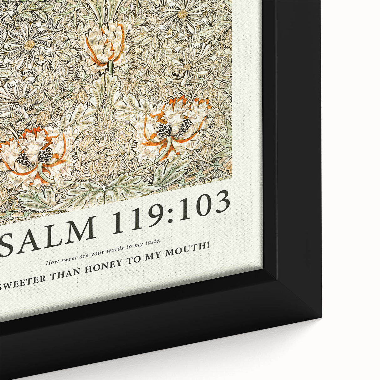 Biblical Typography Wall Art - Psalm 119:103 Floral Canvas Print