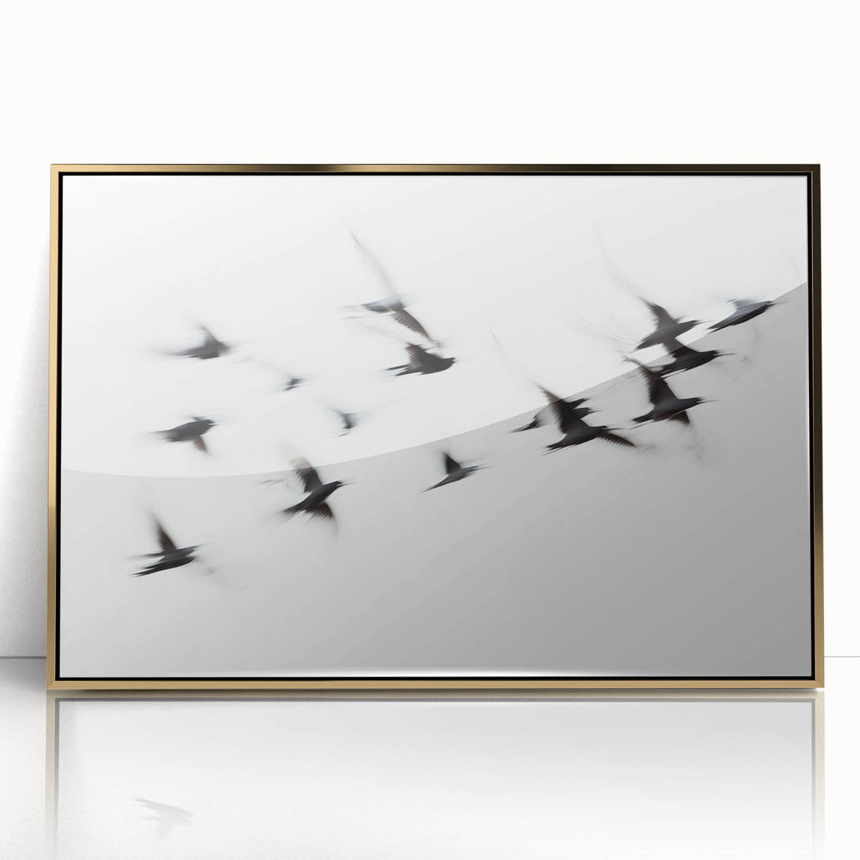 Flight in Motion – Dynamic Black and White Abstract Bird Wall Art
