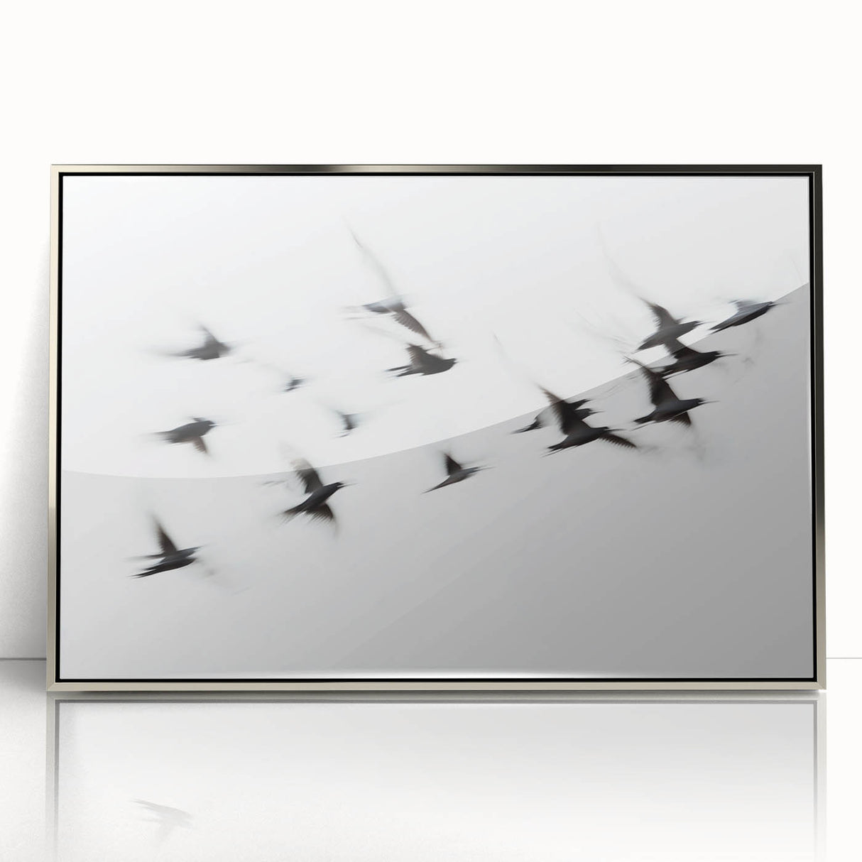 Flight in Motion – Dynamic Black and White Abstract Bird Wall Art