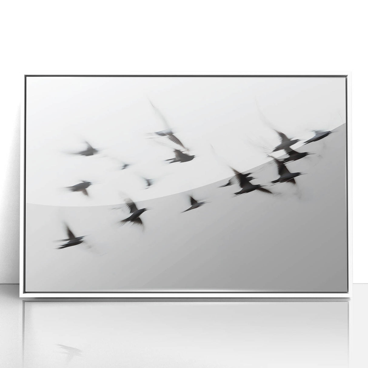 Flight in Motion – Dynamic Black and White Abstract Bird Wall Art