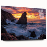 Acrylic glass artwork showcasing a stunning view of cliffs, with vibrant colors and intricate details, designed to enhance any modern living space or gallery.