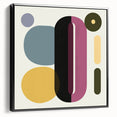 Framed canvas artwork showcasing an abstract geometric design in black, featuring clean lines and modern aesthetics, ideal for contemporary decor.