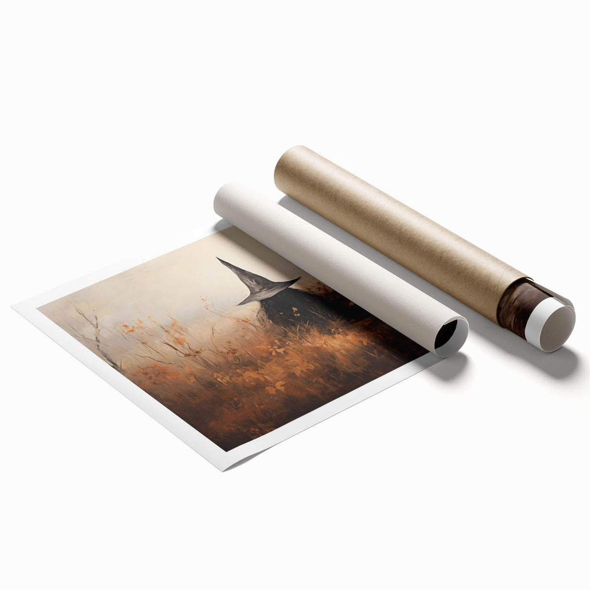 Halloween Canvas Art - Mysterious Witch in Autumn Landscape