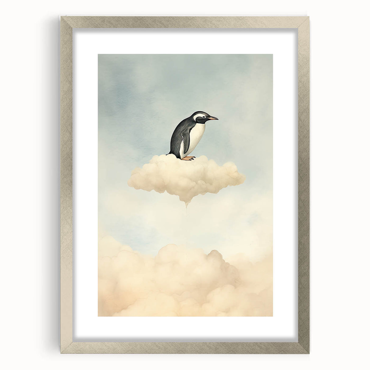 Acrylic Art for Kids - Dreamy Penguin on Cloud Wall Print