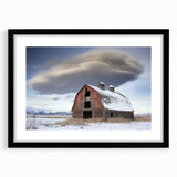 Barn frame in matte black finish, showcasing a modern landscape design, perfect for enhancing home decor, with a sleek front view emphasizing its elegant lines and style. Ideal for contemporary living spaces or rustic aesthetics.