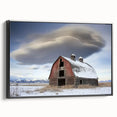 Black-framed canvas print showcasing a stunning landscape design, featuring vibrant colors and intricate details, perfect for enhancing home decor.