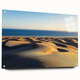 Acrylic glass artwork featuring a side view of a stunning dune landscape design, highlighted with decorative pins, perfect for modern home decor. The vibrant colors and intricate details evoke a serene and captivating desert atmosphere, ideal for enhancing interior spaces.
