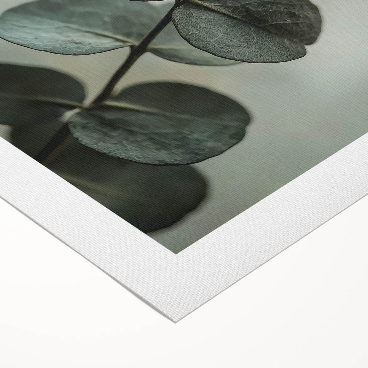 Art deco poster featuring close-up of green leaves, printed on rolled canvas, suitable for dining room wall art.