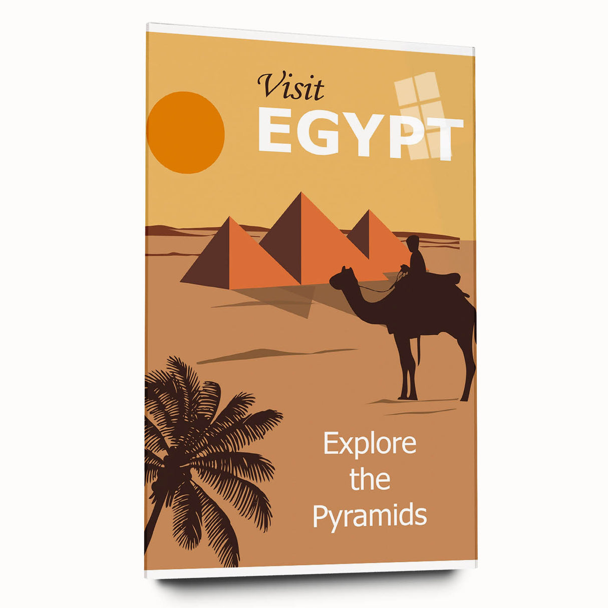 Retro Egypt Travel Poster – Vintage Pyramids and Camel Art