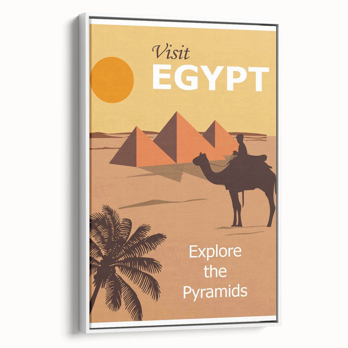Retro Egypt Travel Poster – Vintage Pyramids and Camel Art