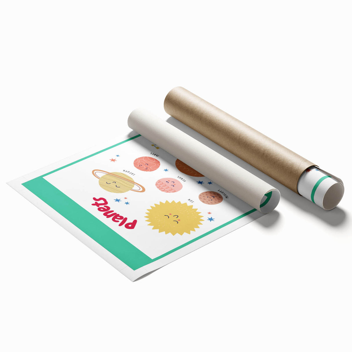 Planets Learning Wall Art - Kids Educational Solar System Poster