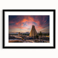 Extra large abstract art print of colorful, textured scenery, framed in black, ideal for living room decor.