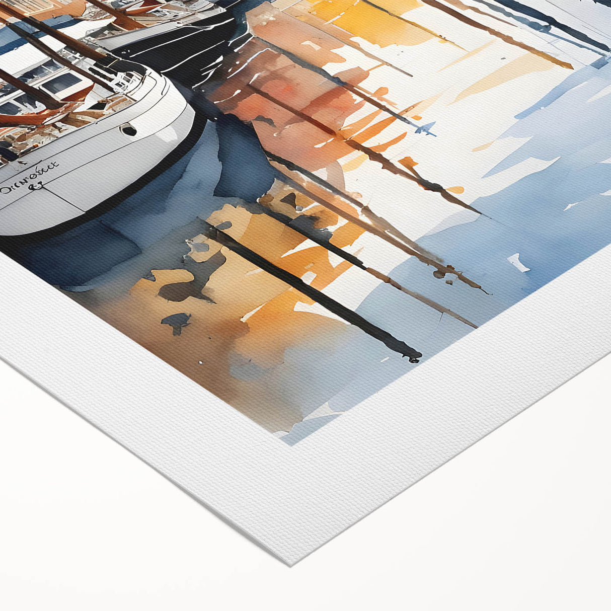 Art deco poster of a European Denmark scenery in muted blue and gray tones on rolled canvas, ideal for dining room wall art.