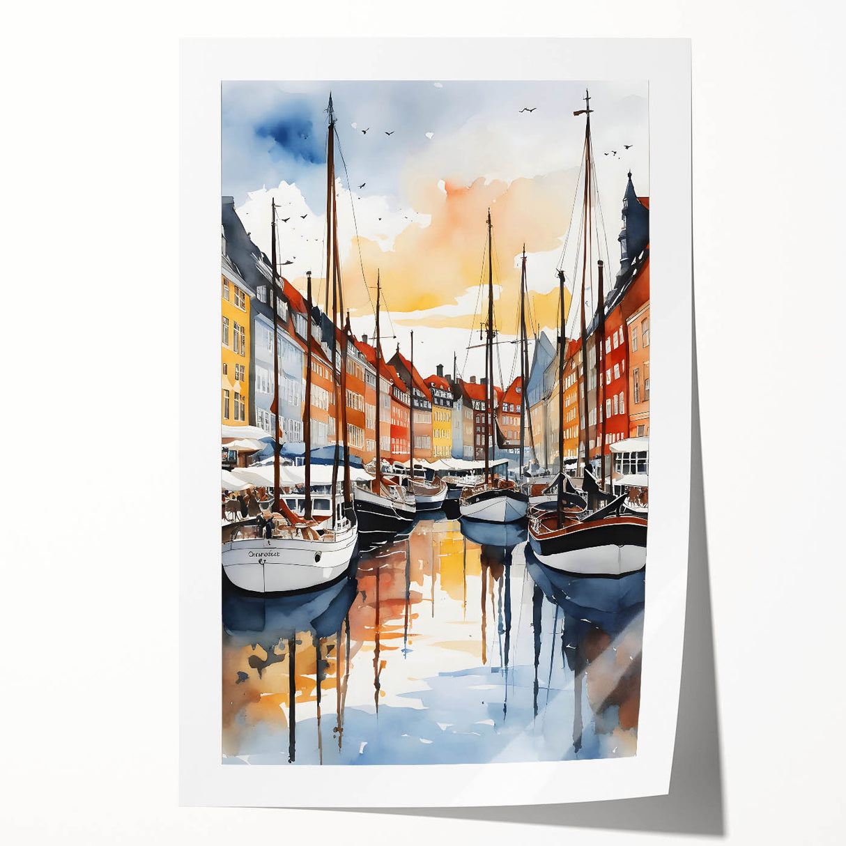 Scenic Denmark landscape in pastel colors on a large rolled canvas, ideal for dining room wall art.