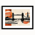 Extra large framed abstract art print of a colorful, textured London cityscape, ideal for living room decor.