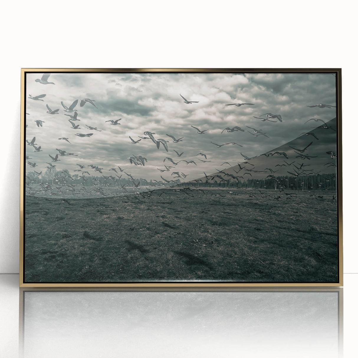 Art deco poster featuring a scenic view of Latvia, in gold acrylic frame, suitable for modern nursery decor.