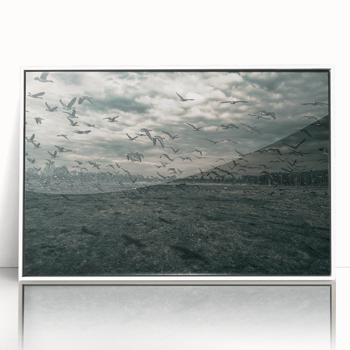Mid-century modernist art depicting a European Latvia scenery in muted earth tones on a framed acrylic.