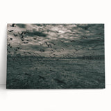 Black and white photograph of a European cityscape on a large stretched canvas, suitable for kitchen wall art.