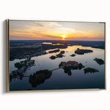 Framed canvas of a vintage-style Lithuanian landscape, featuring muted earth tones, ideal for bedroom wall art.
