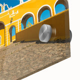 Large abstract depiction of Yucatán scenery in mid-century modernist style on acrylic glass, suited for dining room art.