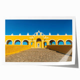 Extra large rolled print of Yucatan scenery with vibrant floral elements, suitable for dining room or bathroom.