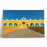 Black and white photo of Yucatan scenery on a stretched canvas, ideal for kitchen wall art or bedroom ambiance.