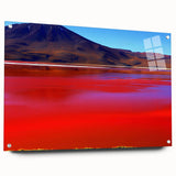 Acrylic print of a large abstract depiction of a South American landscape in earth tones.
