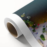 Art deco poster of Brazil scenery in pastel shades on rolled canvas, suitable for nursery wall art or dining room decor.