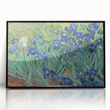 Large abstract wall art on acrylic, featuring swirling blue and yellow patterns, framed in black.