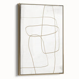 Framed minimalist abstract wall art featuring elegant gold accents, displayed in a stylish setting, perfect for modern home decor and interior design. Ideal for adding a touch of sophistication to any room.
