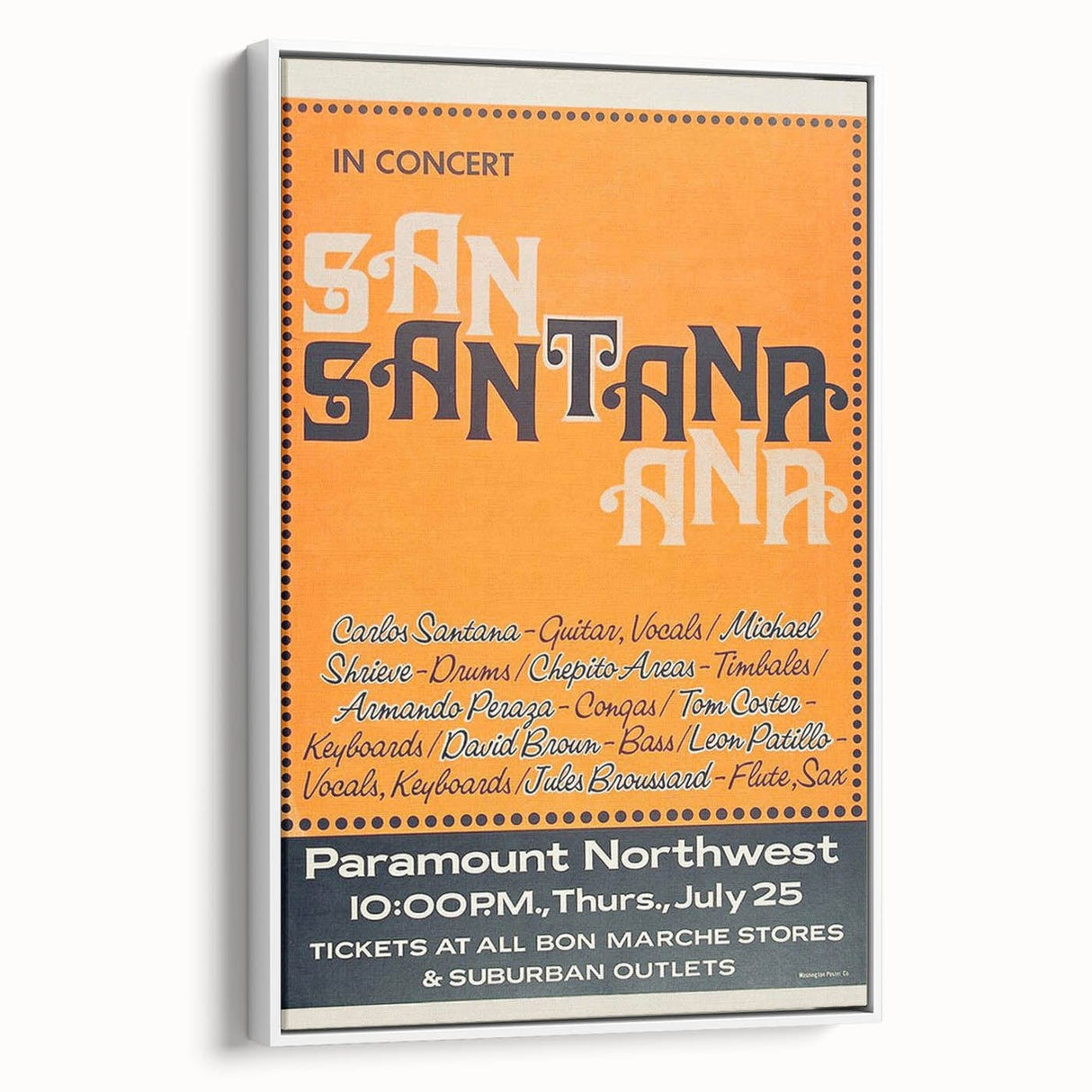 Santana 1970s Concert Poster - Paramount Northwest