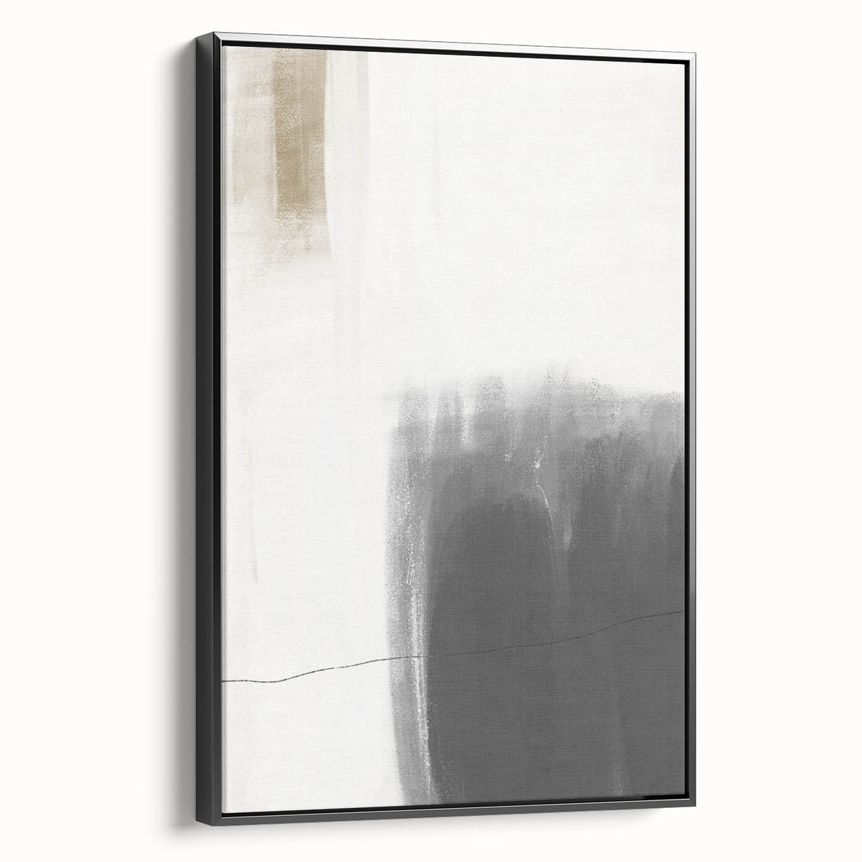 Minimalist black abstract wall art framed canvas showcasing a sleek side view, perfect for modern home decor, adding elegance and sophistication to any room.