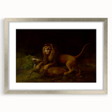 Romanticism Art: "A Lion Attacking a Stag" Wildlife Canvas Print