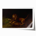 Romanticism Art: "A Lion Attacking a Stag" Wildlife Canvas Print