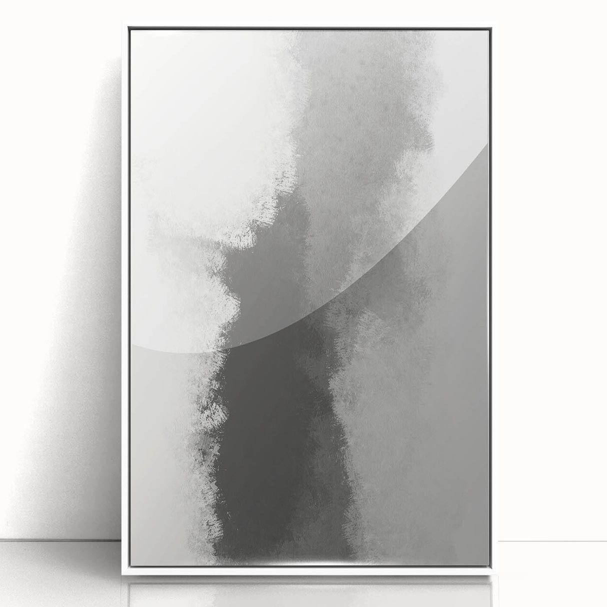 Framed abstract minimalist wall art featuring a white acrylic design, displayed from the front view. Ideal for modern decor in living spaces or offices.